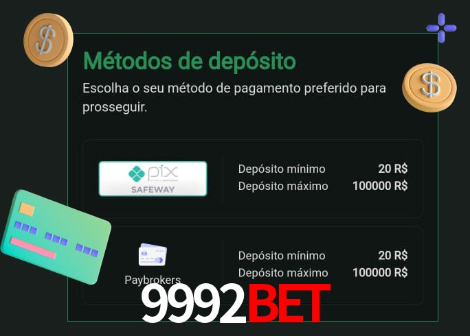 O cassino 9992Bet oferece uma grande variedade de métodos de pagamento